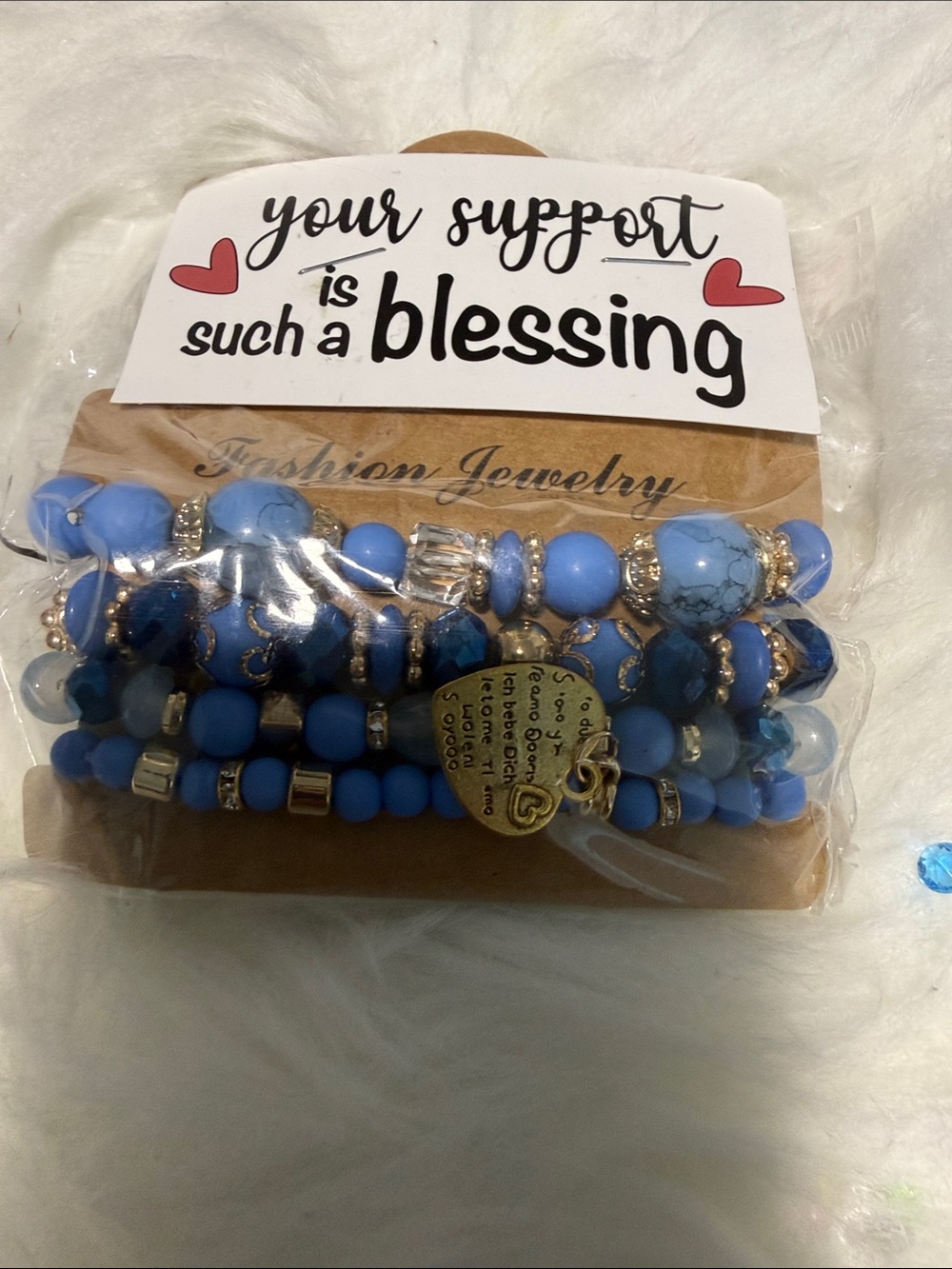Fashion Jewelry Blue Layered Beaded Bracelet Set